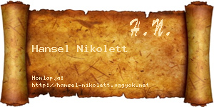 Hansel Nikolett névjegykártya